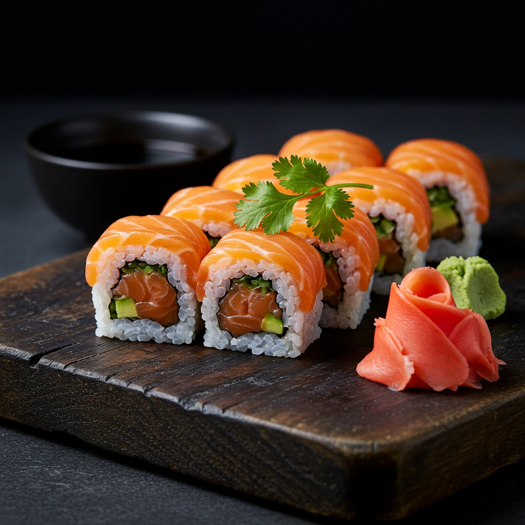 sushi order topped with salmon nyt